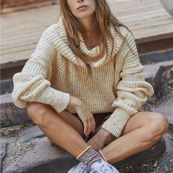 Free People Oversized Sweater Size XS‎ Knit Leo Tunic Brown speckled slouchy - Picture 12 of 12